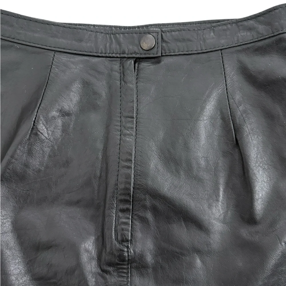 Comint Vintage 90s Argentina Black Leather Pencil Mini Skirt US 6